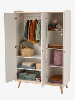 Armoire 3 Portes LIGNE CONFETTI Blanc/bois - Vertbaudet -Vertbaudet Shop armoire 3 portes ligne confetti 2