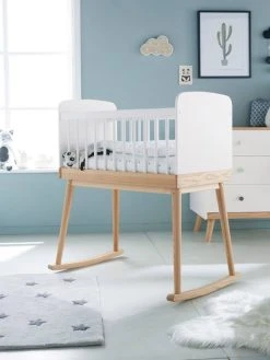 Berceau à Barreaux LIGNE CONFETTI Blanc/bois - Vertbaudet