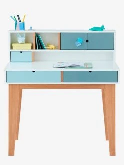 Bureau Enfant LIGNE OSLO Blanc/bleu/bois - Vertbaudet -Vertbaudet Shop bureau enfant ligne oslo 2