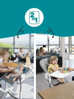 Chaise Haute Slick 2 En 1 BABYMOOV Blanc Bleu Gris - Babymoov -Vertbaudet Shop chaise haute slick 2 en 1 babymoov 2