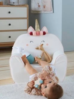 Fauteuil En Mousse Personnalisable Licorne Blanc - Vertbaudet -Vertbaudet Shop fauteuil en mousse personnalisable licorne 3