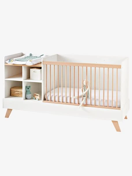 Lit Combiné 4 En 1 évolutif Avec Rangements Et Table à Langer COMBINID Blanc / Bois - Vertbaudet 2 Lit Combiné 4 En 1 évolutif Avec Rangements Et Table à Langer COMBINID Blanc / Bois - Vertbaudet – Image 2