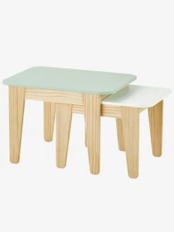Tables Gigognes Gris Vert/bois + Blanc/bois - Vertbaudet
